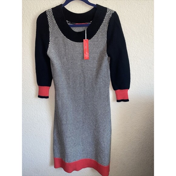new Krimson Klover Wool Sweater Knit Dress Woman Checker S Preppy geometric art - Picture 1 of 9